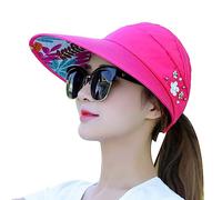 Womens Hats Black Fedora Hat Women's Summer Foldable Beach Sunshade Wide Brimmed Sun Green Bucket (Hot Pink, One Size)