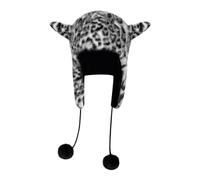 Womens Hats - Leopard Print Faux Hat Winter Warm Ear For Women And Men Cozy Leopard Pattern Knitted Cap With Ear For Fall & Winter (Black M)