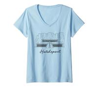 Women's Hatshepsut Egypt Female Pharaoh Thebes Archaeology V-Neck T-Shirt