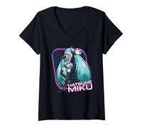 Womens Hatsune Miku CV01 Anime Mascot Singer V-Neck T-Shirt