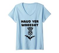 Womens Haud Yer Wheesht - Scottish Gaelic Funny Thistle Graphic V-Neck T-Shirt