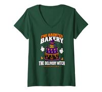 Women's Haunted Bakery The Delivery Witch Group Halloween Costume V-Neck T-Shirt
