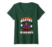 Women's Haunted Bakery The Head Baker Group Halloween Costume V-Neck T-Shirt