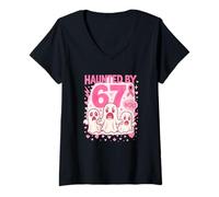 Womens Haunted by 67 Six Seven 6 7 Meme Gen Alpha We Wear Pink V-Neck T-Shirt