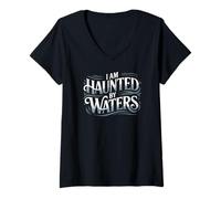 Womens Haunted by Waters Fly Fishing V-Neck T-Shirt