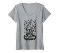 Womens Haunted Gamer Mind Blown Funny Spooky Gamers V-Neck T-Shirt