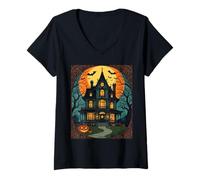 Womens Haunted House - Coffins Lane V-Neck T-Shirt
