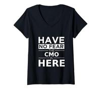Womens Have No Fear CMO is Here Funny Gift Chief Marketing Officer V-Neck T-Shirt
