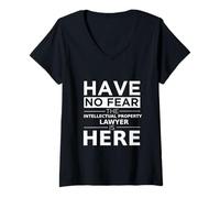 Womens Have No Fear Intellectual Property Lawyer is Here Funny Gift V-Neck T-Shirt