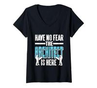 Womens Have No Fear The Architect is Here Retro Funny Present V-Neck T-Shirt