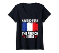 Womens Have No Fear The French is Here France Flag V-Neck T-Shirt