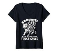 Womens Have Trust Issues Quantum Physic Physicist Schrodinger's Cat V-Neck T-Shirt