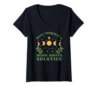 Women's Have Yourself a Merry Winter Solstice Viking Themed Yule V-Neck T-Shirt