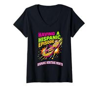 Women's Having A Hispanic Episode Heritage Month Funny Sandal Pun V-Neck T-Shirt