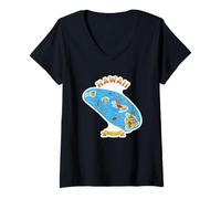 Women's Hawaii Aloha Spirit Map Design for Beach Lovers V-Neck T-Shirt