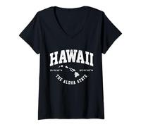 Womens Hawaii Hawaiian Islands Coordinates State Map Souvenir Gift V-Neck T-Shirt