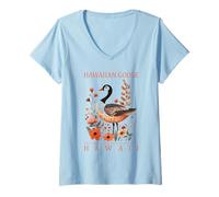 Women's Hawaiian Goose Nene Official Hawaii State Bird V-Neck T-Shirt