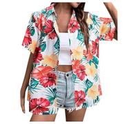 Womens Hawaiian Shirts Print Hawaiian Pineapple Flowers Blouse Shirt Leaves Women Shirts Women Plus T Shirt