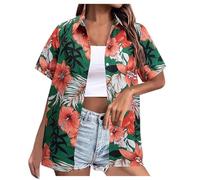 Womens Hawaiian Shirts Print Hawaiian Pineapple Flowers Blouse Shirt Leaves Women Shirts Women Plus T Shirt