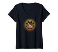 Womens Hawk Fall Colors Radiate V-Neck T-Shirt