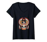 Womens Hawk Indigenous Indian Tribal Art Native American V-Neck T-Shirt
