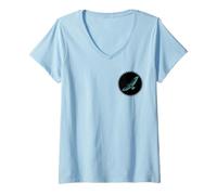Womens Hawk Invert Sunflower Outline V-Neck T-Shirt