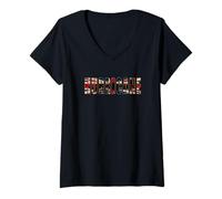 Womens Hawker Hurricane Silhouette British Flag Letters V-Neck T-Shirt
