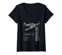Women's Hawker Hurricane WW2 Fighter V-Neck T-Shirt