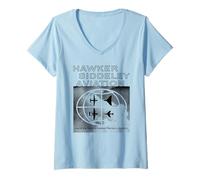 Women's Hawker Siddeley Aviation Vintage Aircraft Silhouettes Ad V-Neck T-Shirt