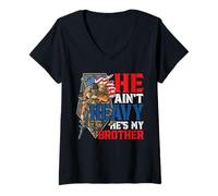 Womens He Aint Heavy Hes My Brother A Combat Medic Or Veteran Nurse V-Neck T-Shirt