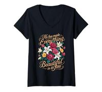 Women's He Has Made Everything Beautiful in Its Time - V-Neck T-Shirt