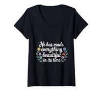 Women's He Has Made Everything Beautiful in Its Time - V-Neck T-Shirt