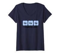 Womens He He He Laughing Gas Chemistry Joke V-Neck T-Shirt
