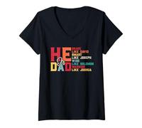 Womens He is Dad - Brave - Like David - Smart - Like Joseph - Wise V-Neck T-Shirt