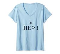 Womens He is Greater - Light & Grace Edition V-Neck T-Shirt