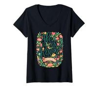 Women's He is Risen Floral Wildflowers Cottagecore Art Easter Jesus V-Neck T-Shirt