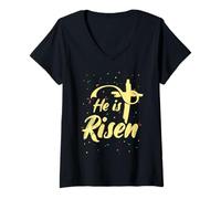 Women's He is Risen V-Neck T-Shirt