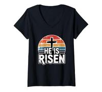 Women's He is Risen V-Neck T-Shirt
