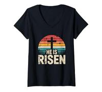 Women's He is Risen V-Neck T-Shirt