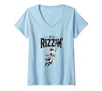 Women's He is Rizzin Risen Funny Jesus Playing Baseball Gen Z Slang V-Neck T-Shirt