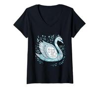 Women's He Leads Me Beside Still Waters Psalm 23:2 V-Neck T-Shirt
