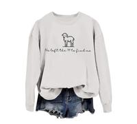 Women'S He Left The 99 To Find Me Lettering Print Casual Sweatshirt Round Neck Long Sleeve Hoodless Pullover Top Crew Neck Sweatshirts For Women Uk Gym (White-BA, XXL)