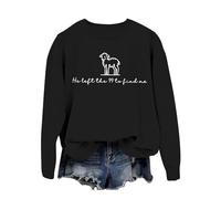 Women'S He Left The 99 To Find Me Lettering Print Casual Sweatshirt Round Neck Long Sleeve Hoodless Pullover Top Crew Neck Sweatshirts For Women Uk Gym (Black-B, XXL)