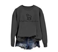 Women'S He Left The 99 To Find Me Lettering Print Casual Sweatshirt Round Neck Long Sleeve Hoodless Pullover Top Crew Neck Sweatshirts For Women Uk Gym (Dark Gray-B, S)