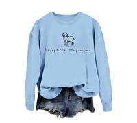Women'S He Left The 99 To Find Me Lettering Print Casual Sweatshirt Round Neck Long Sleeve Hoodless Pullover Top Crew Neck Sweatshirts For Women Uk Gym (Light Blue-B, M)