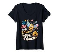 Womens He Or She Auntie To Bee Keeper Of The Gender V-Neck T-Shirt