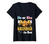 Women's He or She Grandad to Bee - Gender Reveal What Will It Bee V-Neck T-Shirt