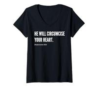 Womens He Will Circumcise Your Heart Bible Verse Quote Statement V-Neck T-Shirt