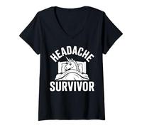 Womens Head Hurts Brave Headache Survivor V-Neck T-Shirt