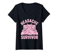 Womens Head Hurts Humor Headache Survivor V-Neck T-Shirt